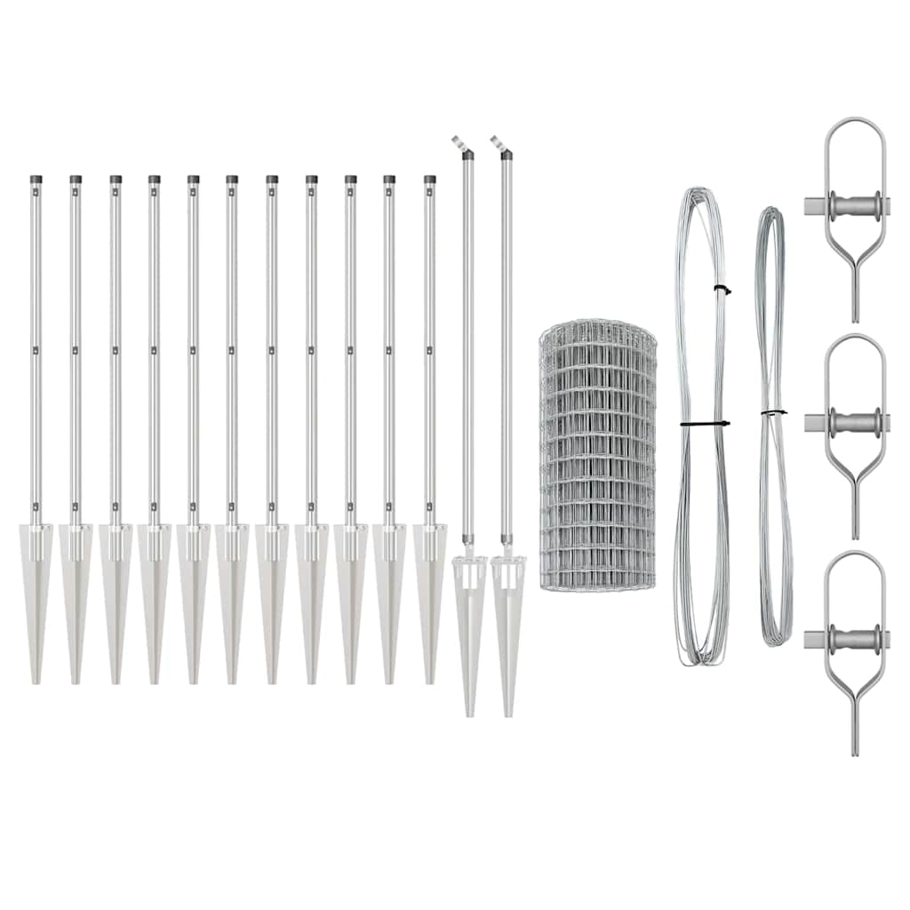 Outdoor Euro Fence with Spikes 25 x 1 m Galvanised Steel Silver