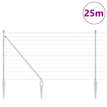 Outdoor Euro Fence with Spikes 25 x 1 m Galvanised Steel Silver