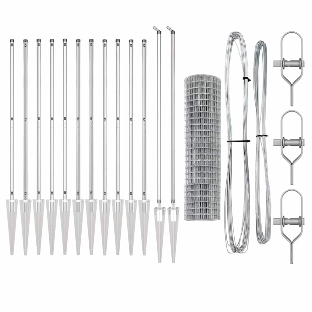 Euro Fence with Spikes 25 x 1.2 m Galvanised Steel Silver Mesh