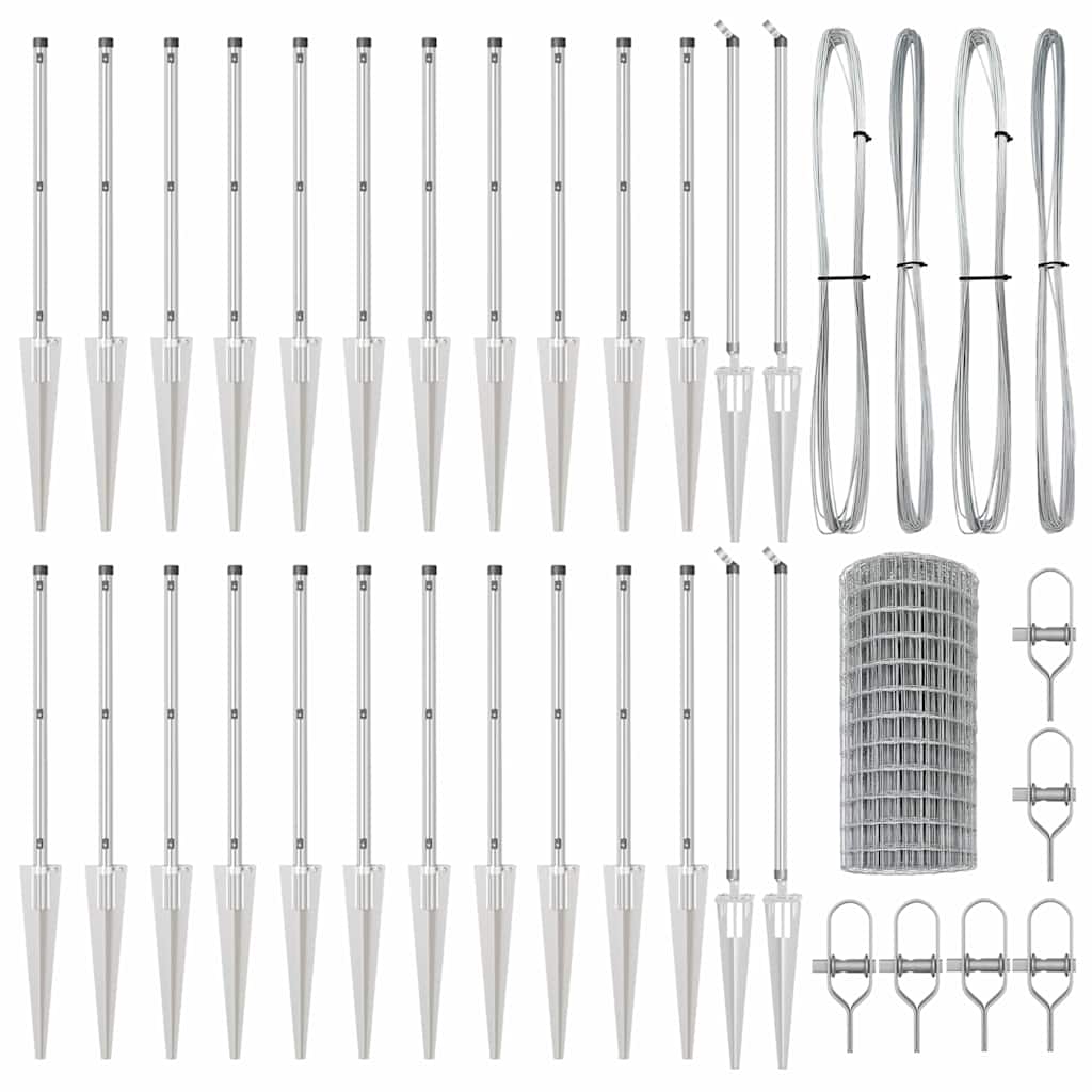 Outdoor Euro Fence with Spikes 50 x 0.6 m Galvanised Steel Mesh