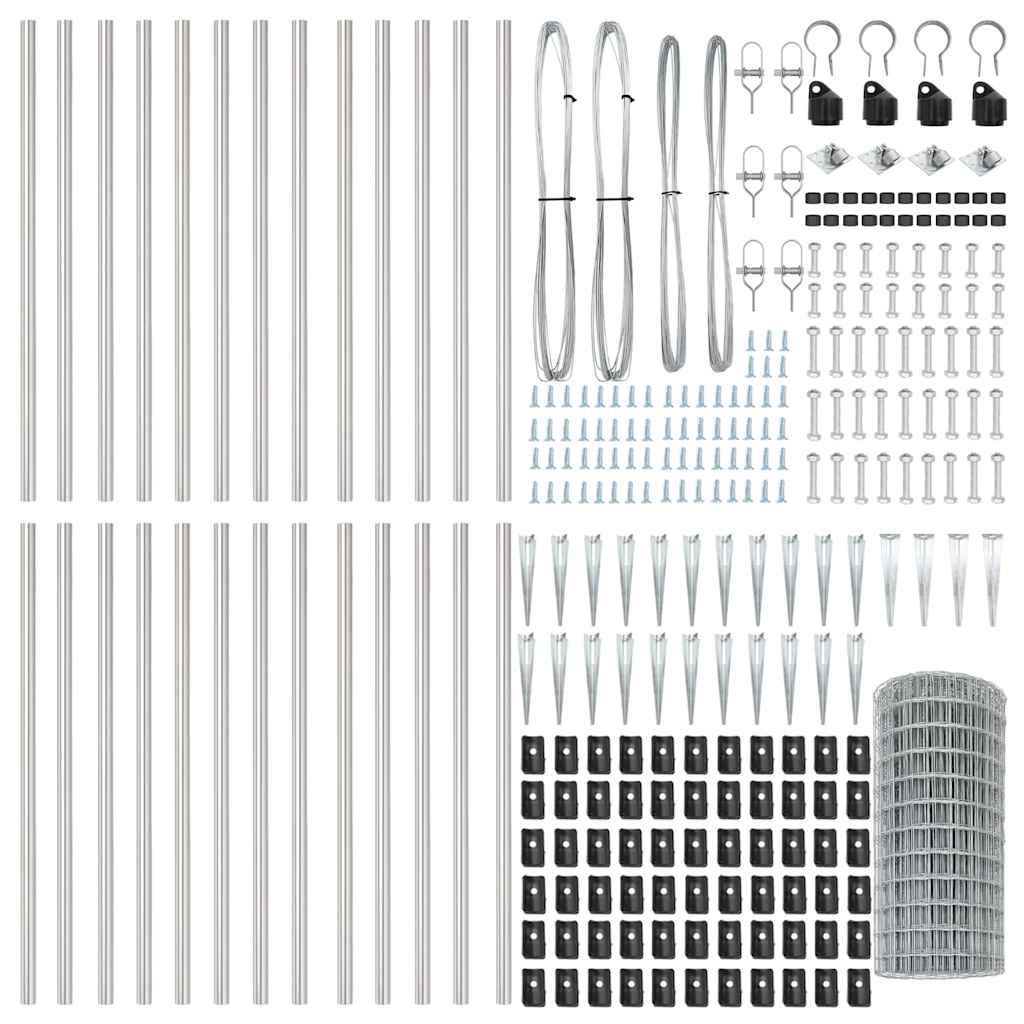 Outdoor Euro Fence with Spikes 50 x 0.6 m Galvanised Steel Mesh