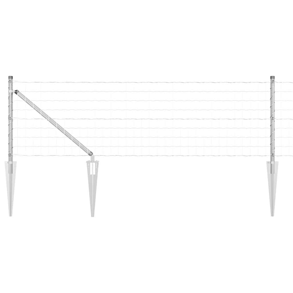 Euro Fence with Spikes 25 x 0.8 m Galvanised Steel Silver Mesh