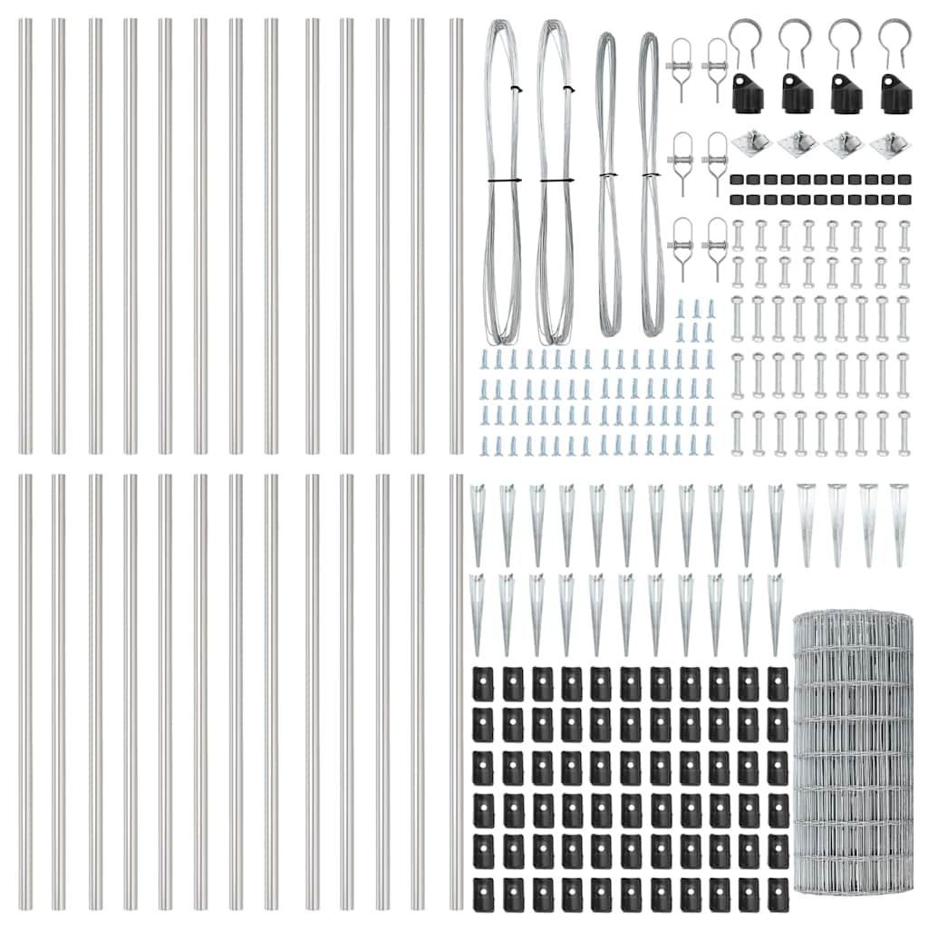 Outdoor Euro Fence with Spikes 50 x 0.4 m Galvanised Steel Mesh