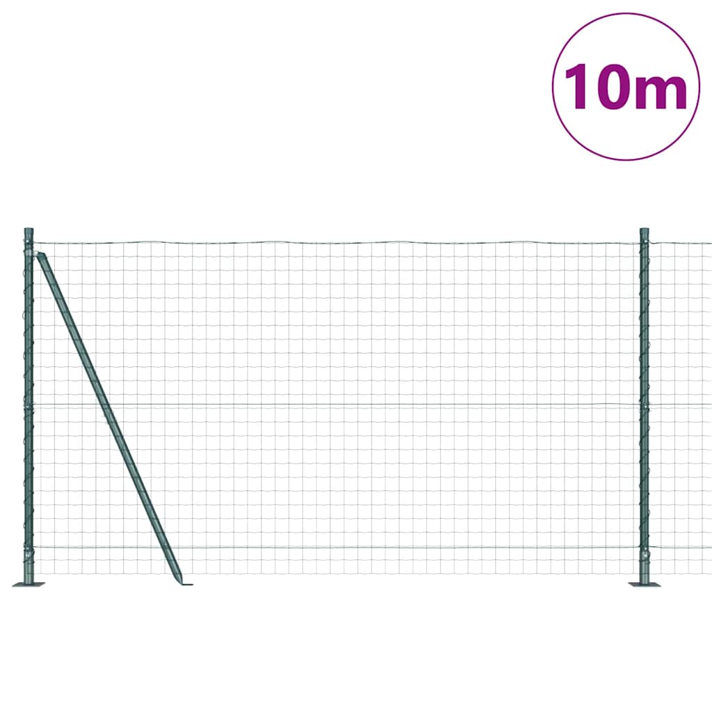 Euro Fence with Concrete Base 10 x 1.2 m PVC-Coated Steel Green