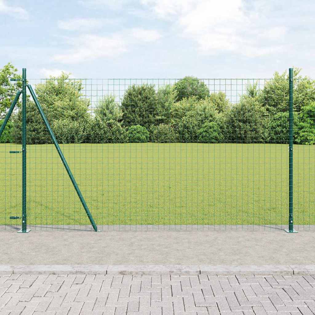 Euro Fence with Concrete Base 10 x 1.5 m PVC-Coated Steel Green