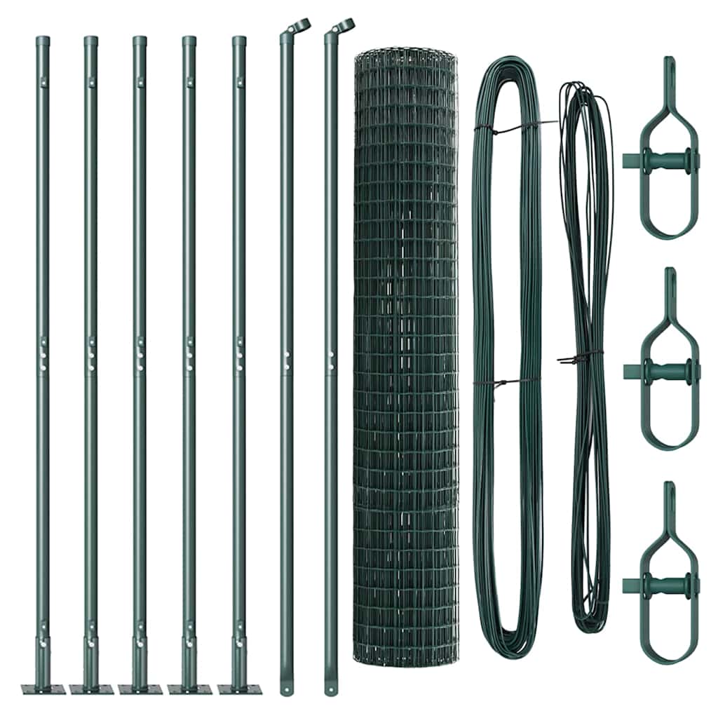 Euro Fence with Concrete Base 10 x 1.6 m PVC-Coated Steel Green