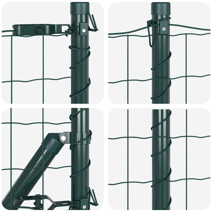 Fence with Post Green 0.8 x 10 m Steel and PVC