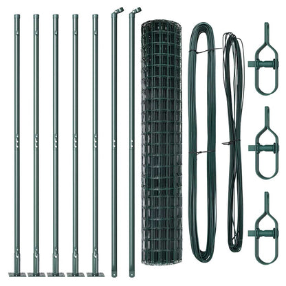 Euro Fence with Concrete Base 10 x 1.4 m PVC-Coated Steel Green