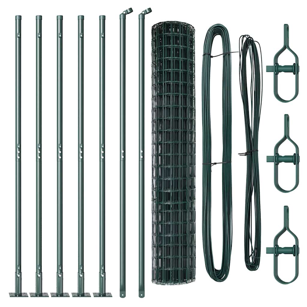 Euro Fence with Concrete Base 10 x 1.6 m PVC-Coated Steel Green