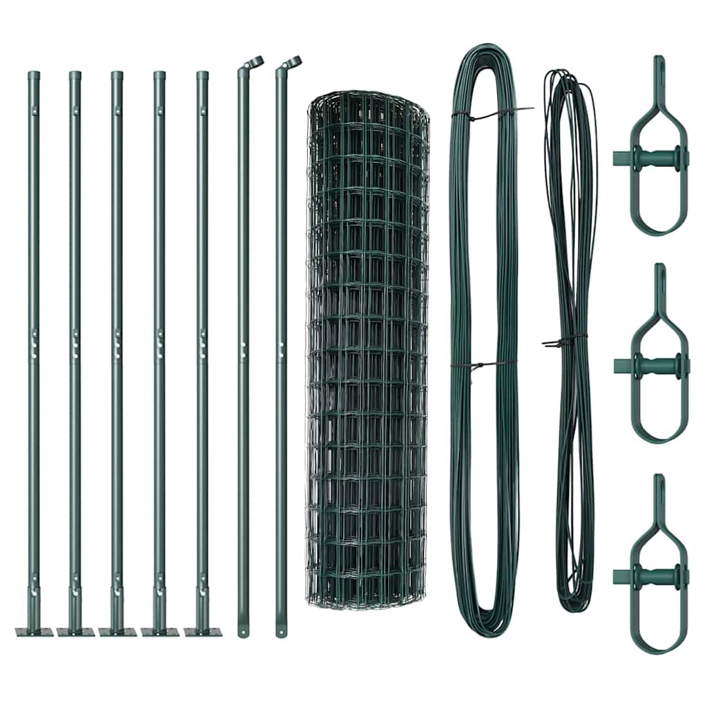 Fence with Post Green 1.2 x 10 m Steel and PVC