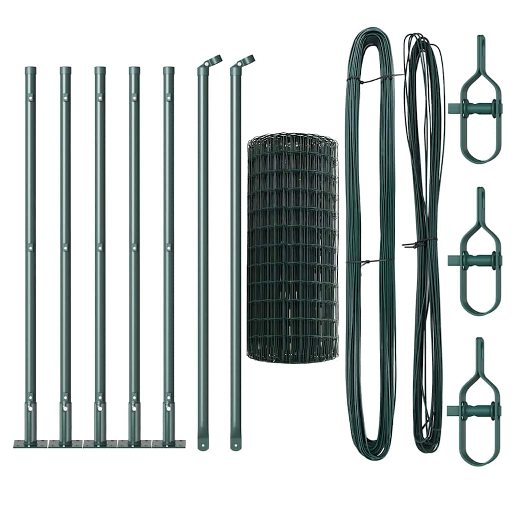 Euro Fence with Concrete Base 10 x 0.6 m PVC-Coated Steel Green