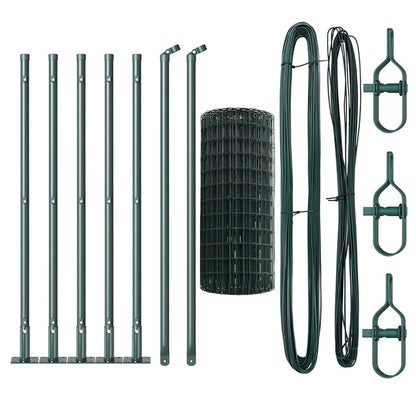 Euro Fence with Concrete Base 10 x 0.6 m PVC-Coated Steel Green