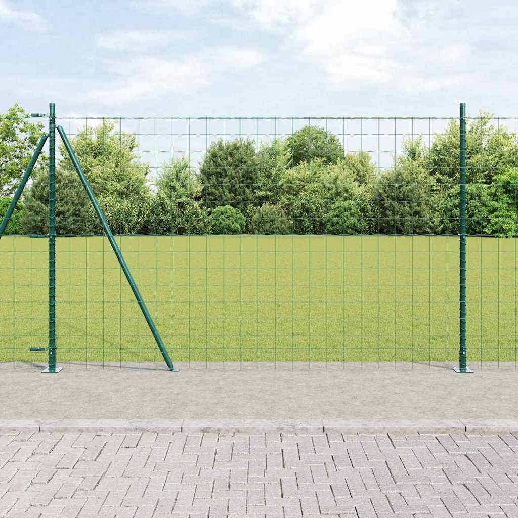 Euro Fence with Concrete Base 10 x 1.4 m PVC-Coated Steel Green
