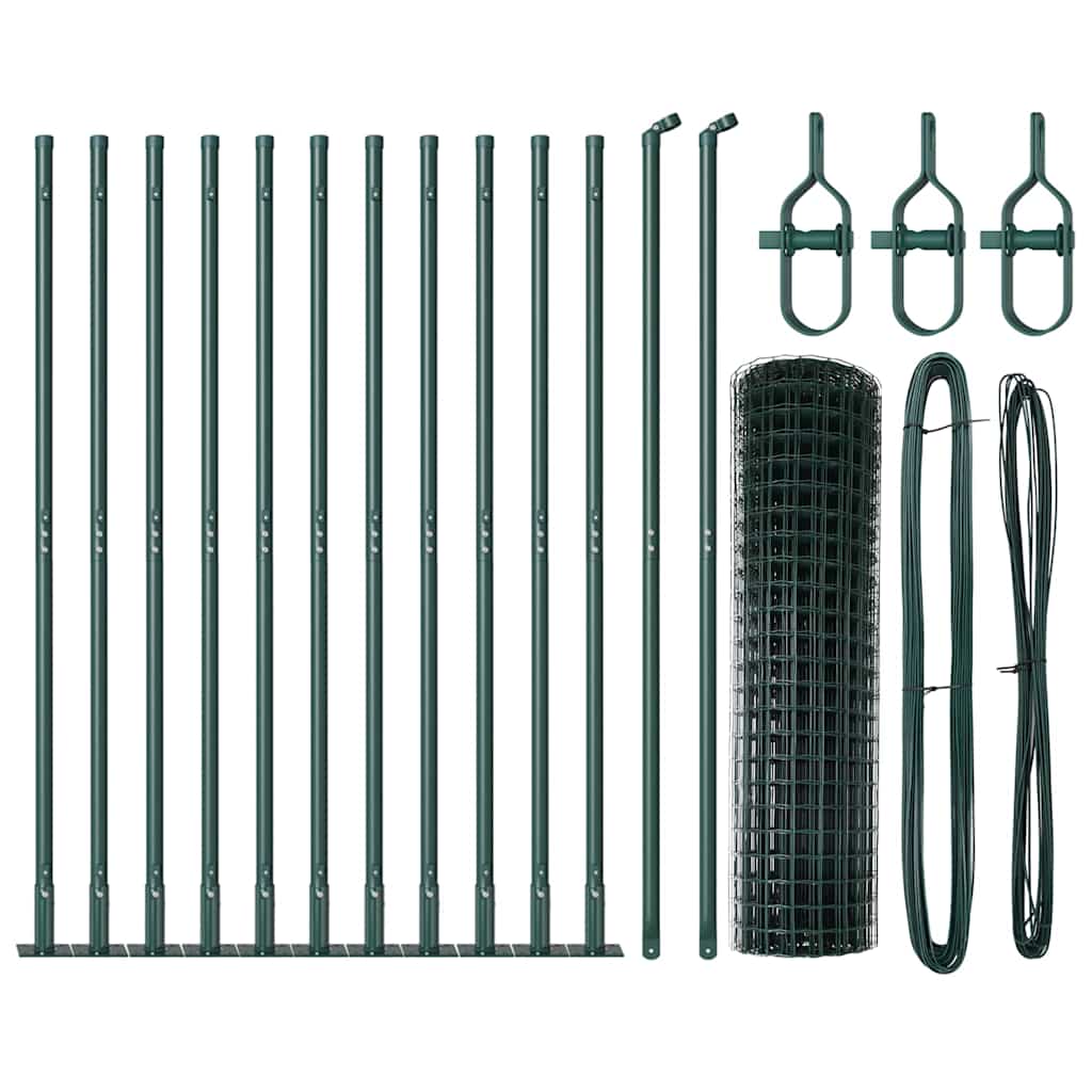 Euro Fence with Concrete Base 25 x 0.8 m PVC-Coated Steel Green