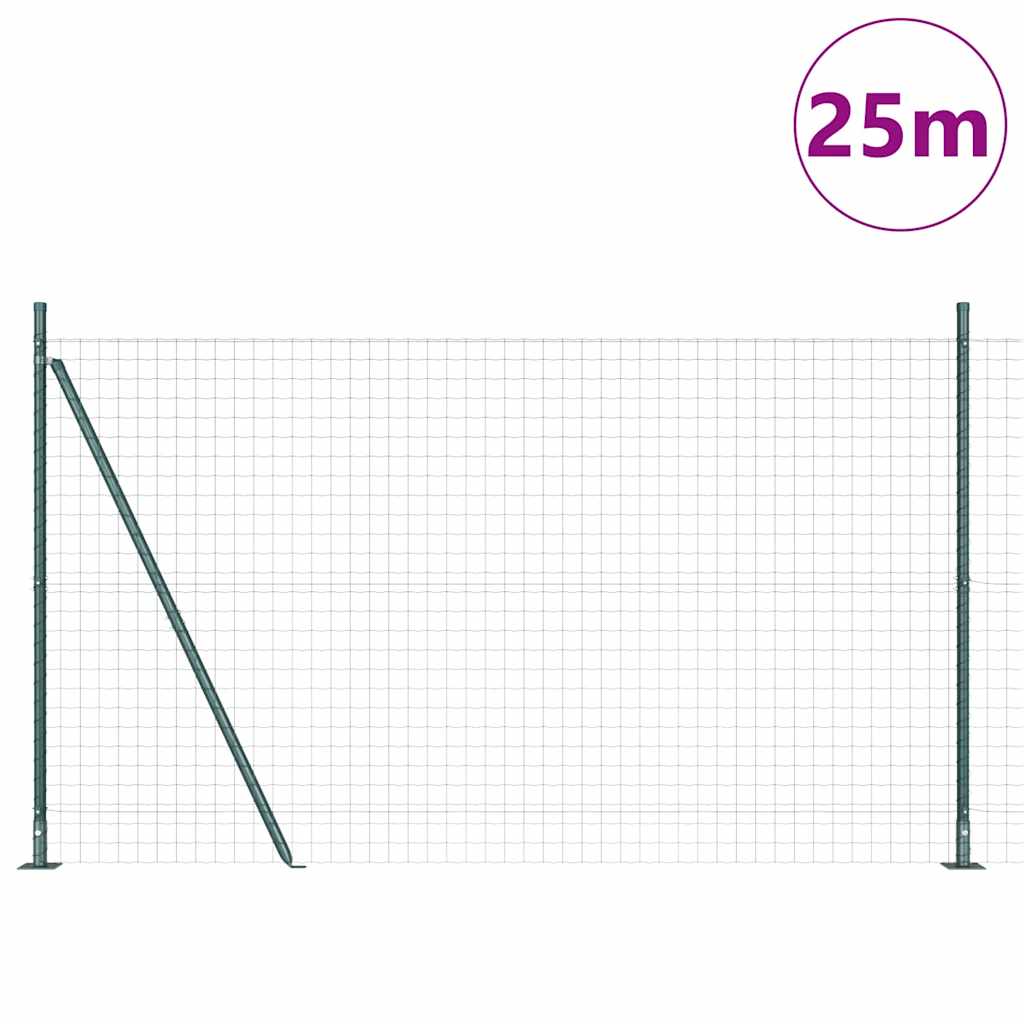 Euro Fence with Concrete Base 25 x 1.2 m PVC-Coated Steel Green