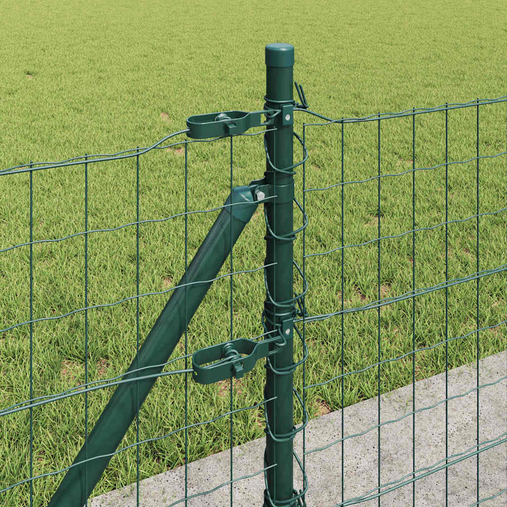 Euro Fence with Concrete Base 25 x 0.4 m PVC-Coated Steel Green