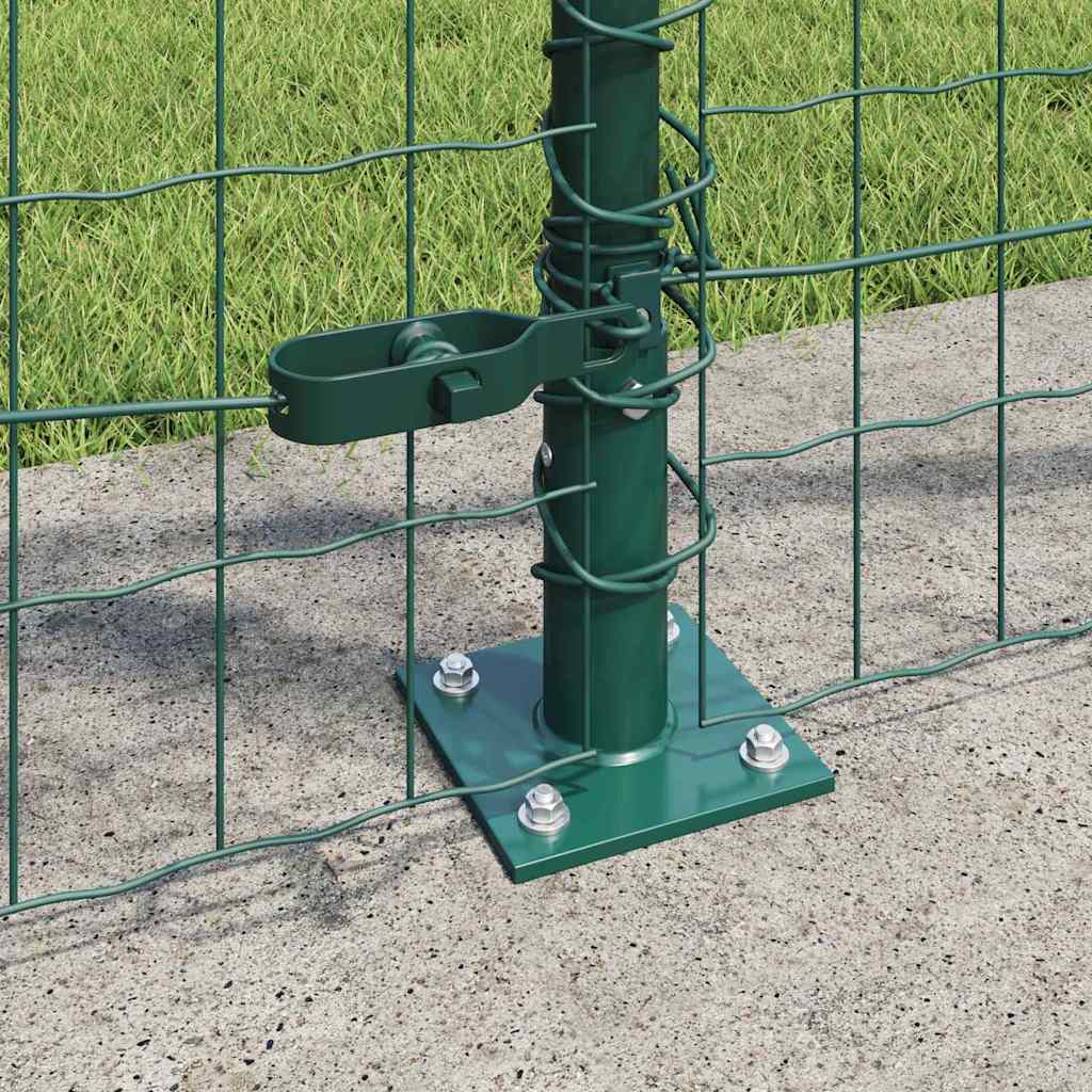 Euro Fence with Concrete Base 25 x 0.8 m PVC-Coated Steel Green