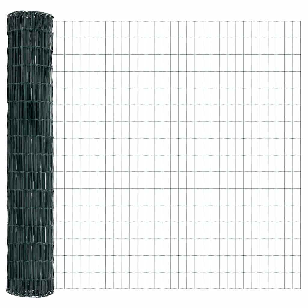 Euro Fence with Concrete Base 25 x 1.2 m PVC-Coated Steel Green