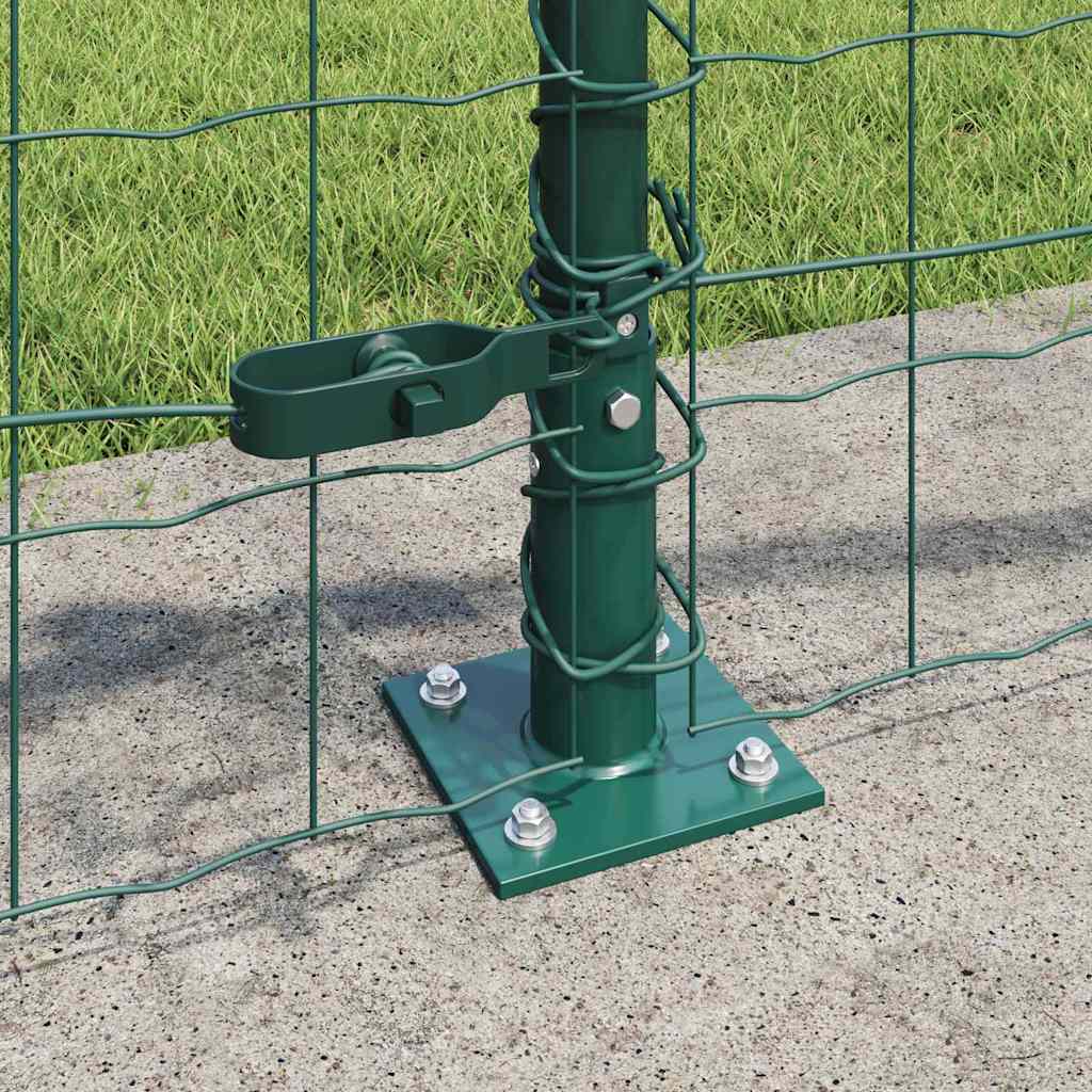 Euro Fence with Concrete Base 25 x 0.4 m PVC-Coated Steel Green