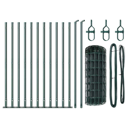 Euro Fence with Concrete Base 25 x 0.4 m PVC-Coated Steel Green
