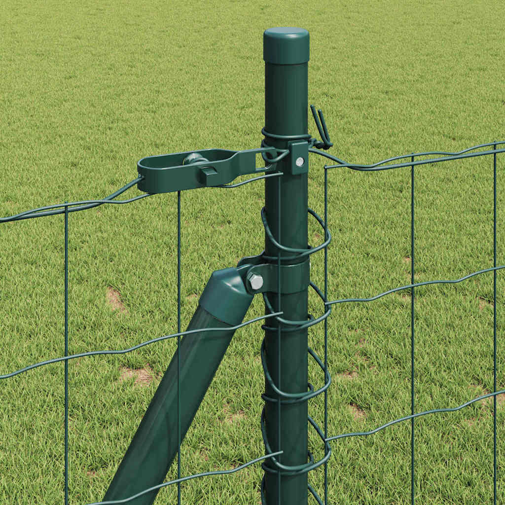 Euro Fence with Concrete Base 25 x 0.8 m PVC-Coated Steel Green