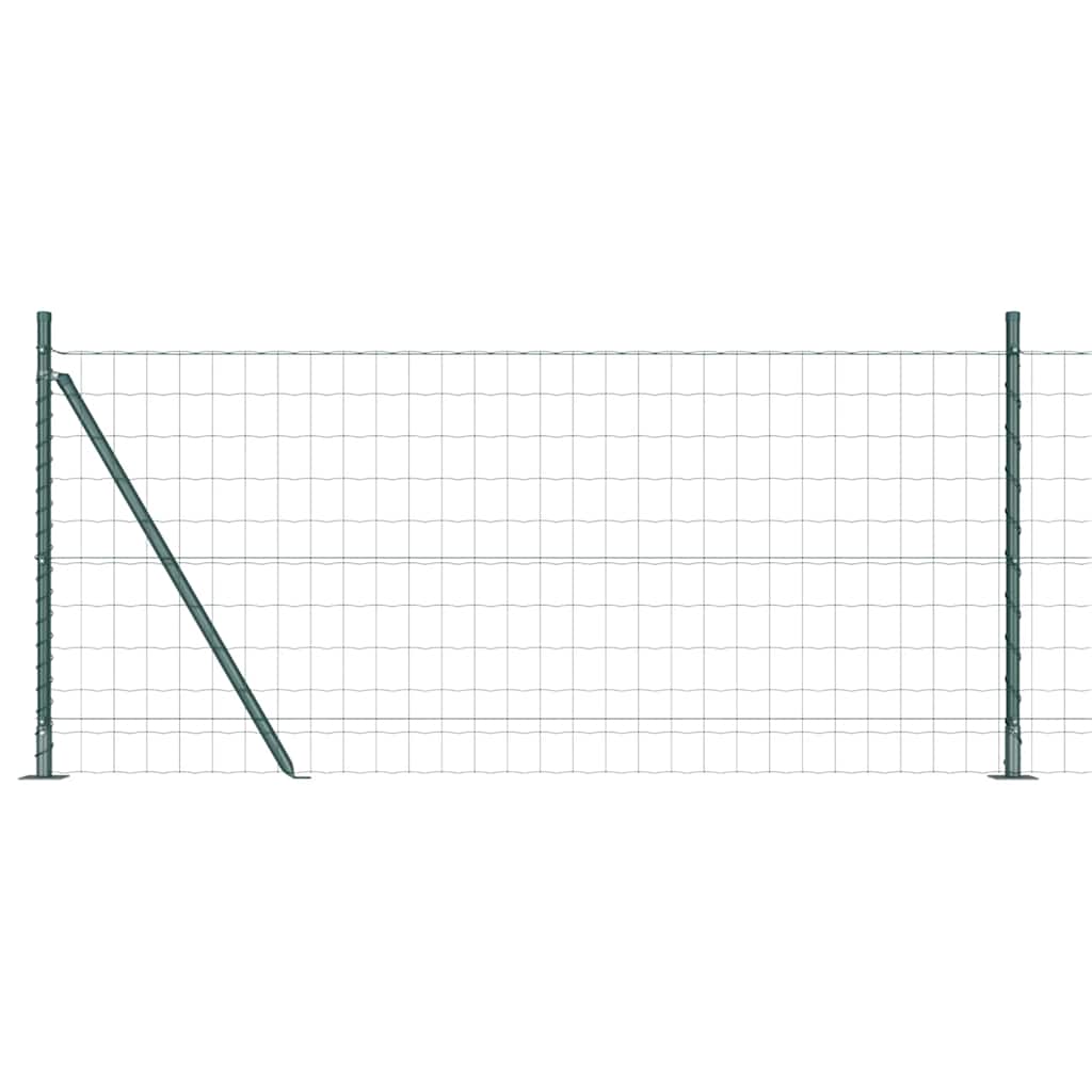 Euro Fence with Concrete Base 25 x 0.8 m PVC-Coated Steel Green