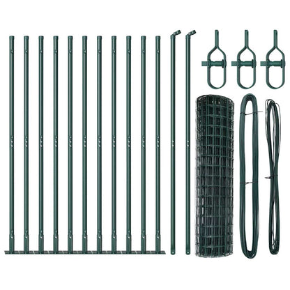 Euro Fence with Concrete Base 25 x 0.8 m PVC-Coated Steel Green