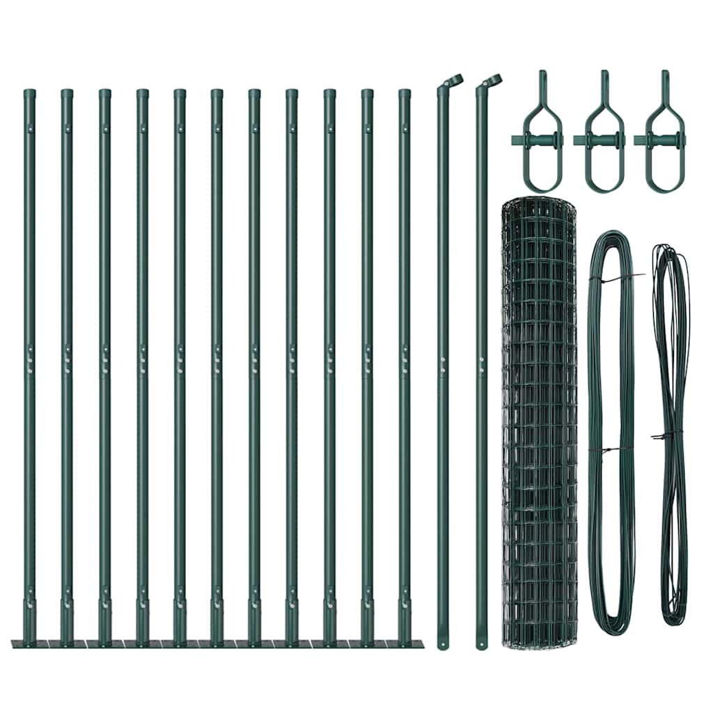 Euro Fence with Concrete Base 25 x 1.2 m PVC-Coated Steel Green