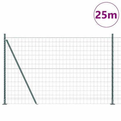 Euro Fence with Concrete Base 25 x 1.2 m PVC-Coated Steel Green