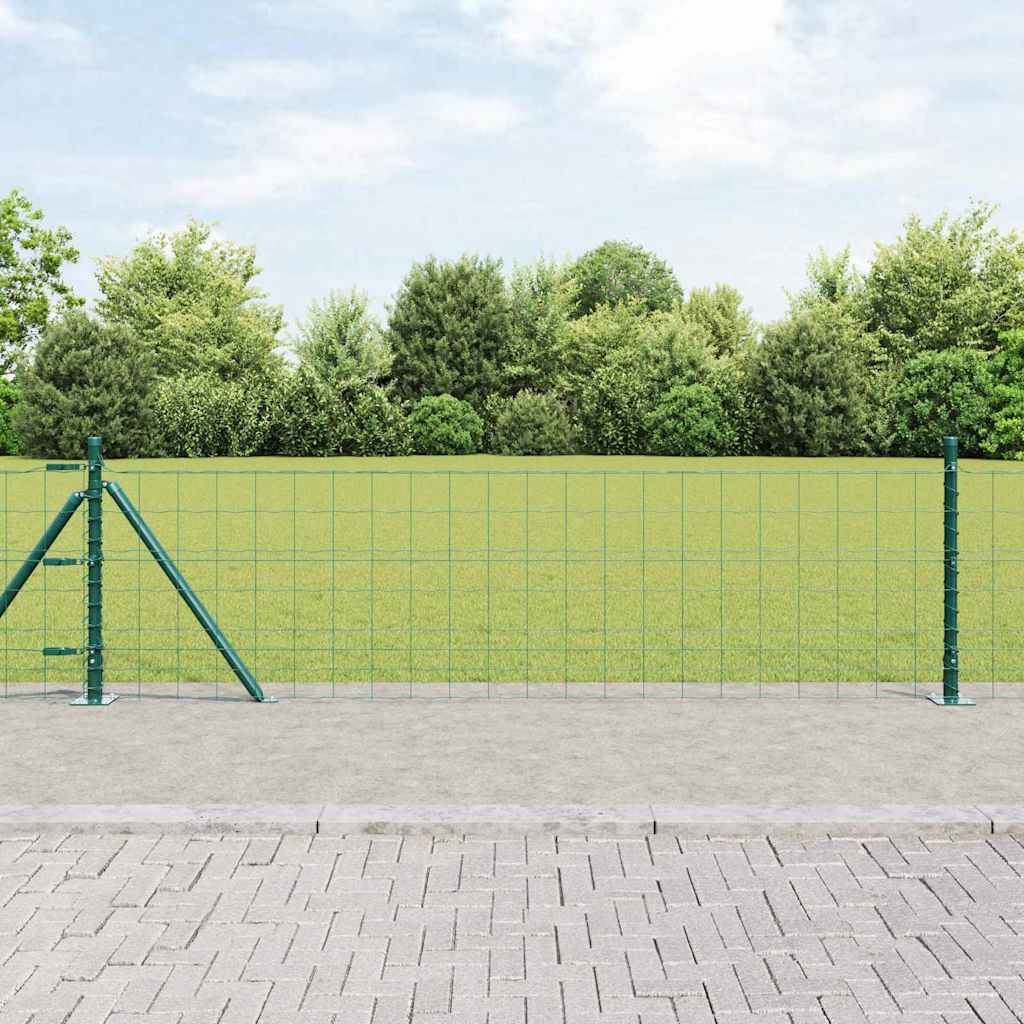 Euro Fence with Concrete Base 25 x 0.6 m PVC-Coated Steel Green