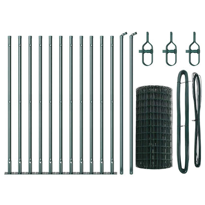 Euro Fence with Concrete Base 25 x 0.6 m PVC-Coated Steel Green