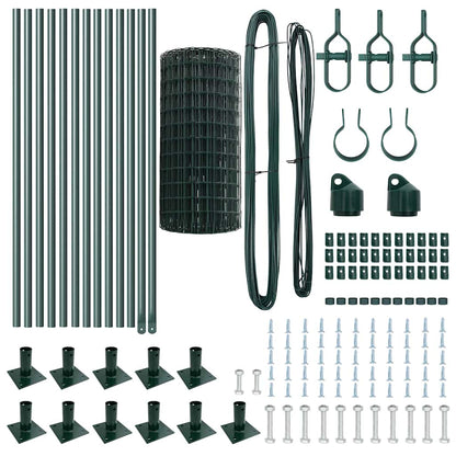 Euro Fence with Concrete Base 25 x 0.6 m PVC-Coated Steel Green