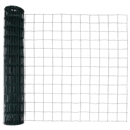 Euro Fence with Concrete Base 25 x 0.8 m PVC-Coated Steel Green