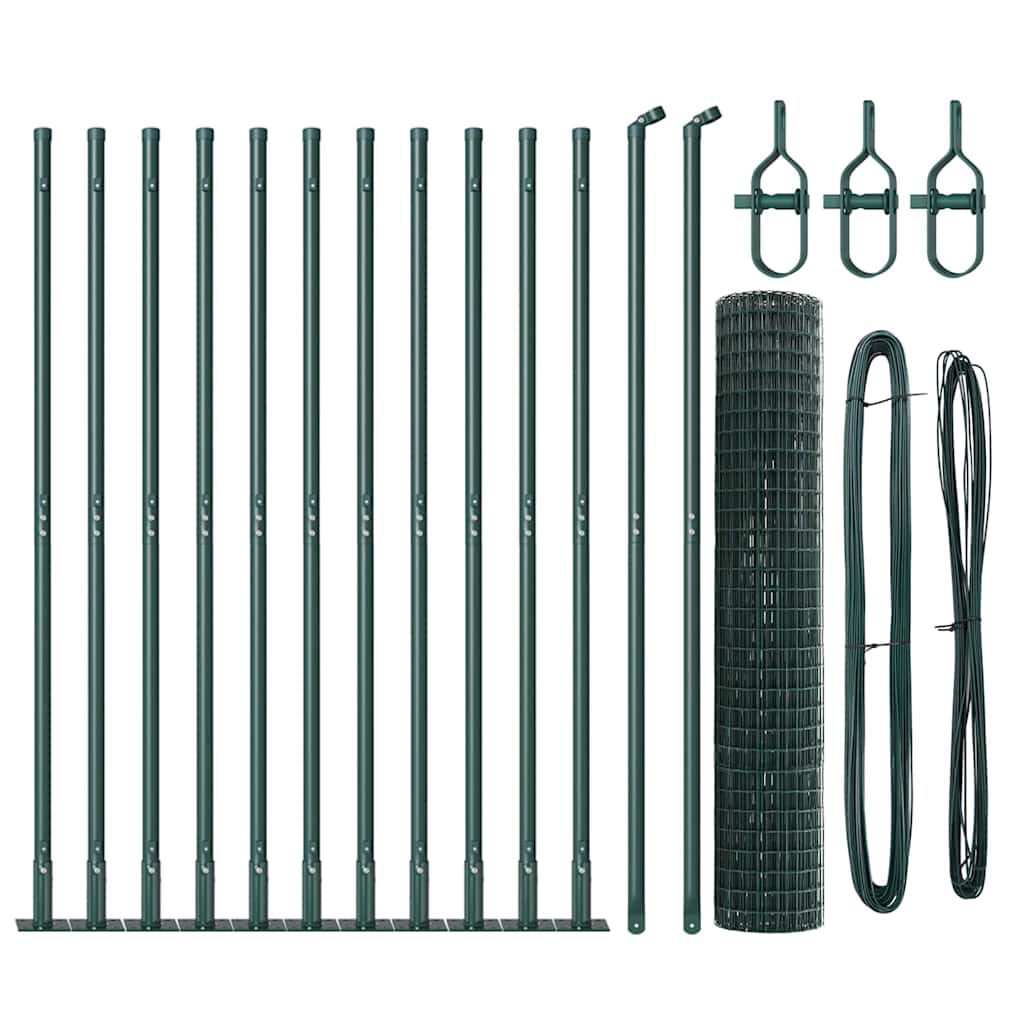Euro Fence with Concrete Base 25 x 1.2 m PVC-Coated Steel Green