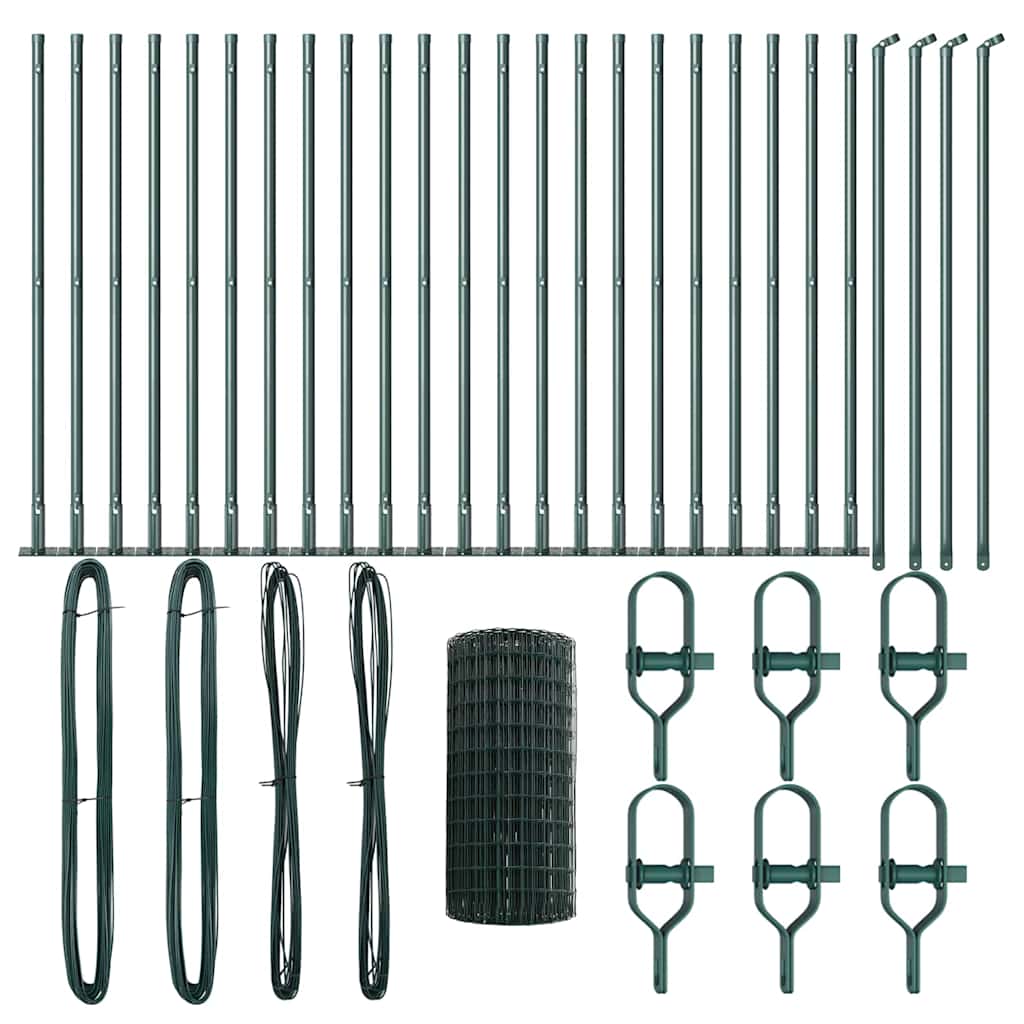 Euro Fence with Concrete Base 50 x 0.6 m PVC-Coated Steel Green