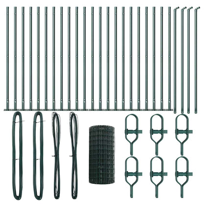 Euro Fence with Concrete Base 50 x 0.6 m PVC-Coated Steel Green