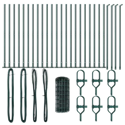 Euro Fence with Concrete Base 50 x 0.4 m PVC-Coated Steel Green