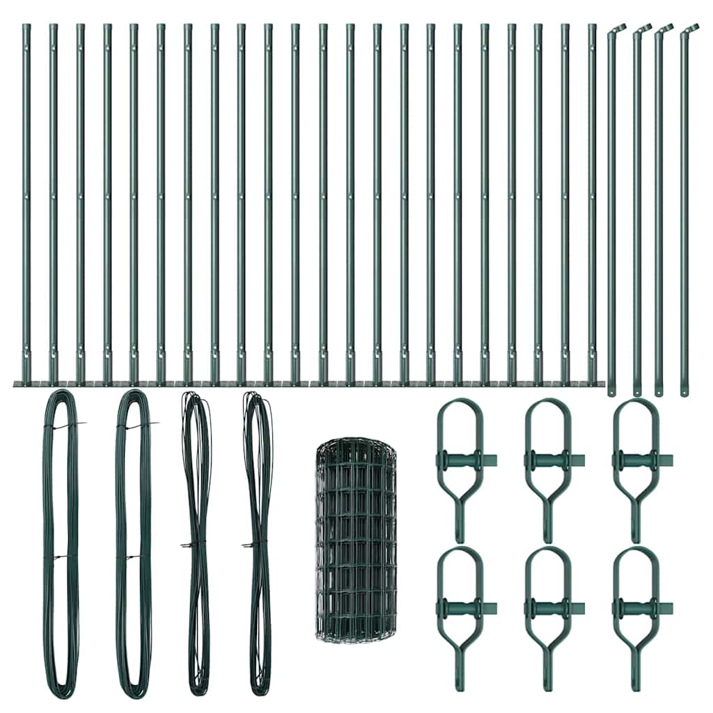 Euro Fence with Concrete Base 50 x 0.4 m PVC-Coated Steel Green