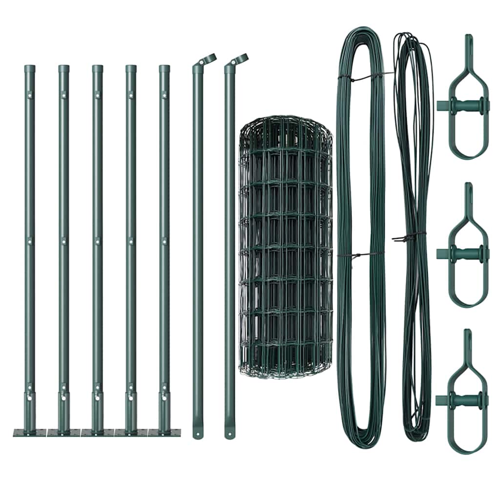 Euro Fence with Concrete Base 10 x 0.6 m PVC-Coated Steel Green
