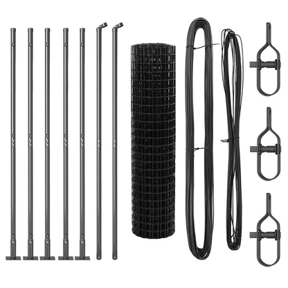 Fence with Post Grey 1 x 10 m Steel and PVC