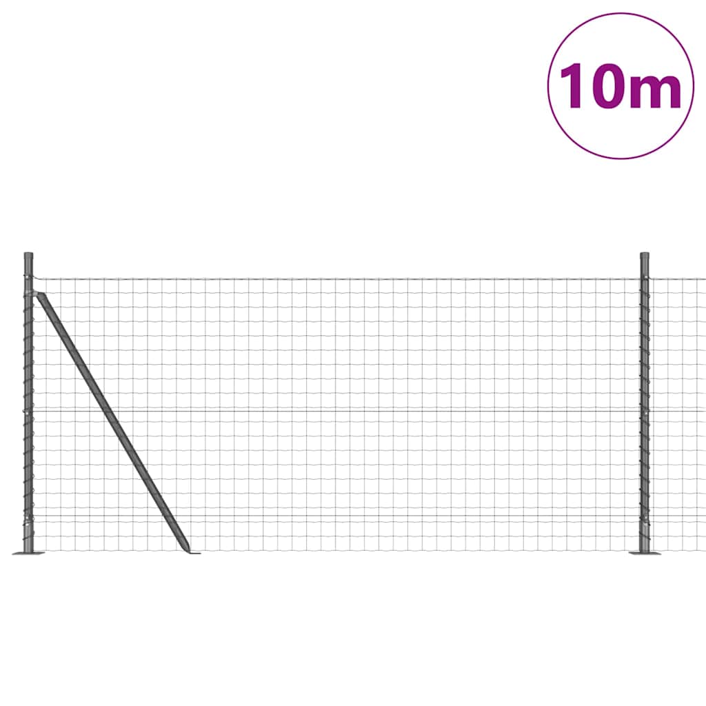 Fence with Post Grey 1 x 10 m Steel and PVC