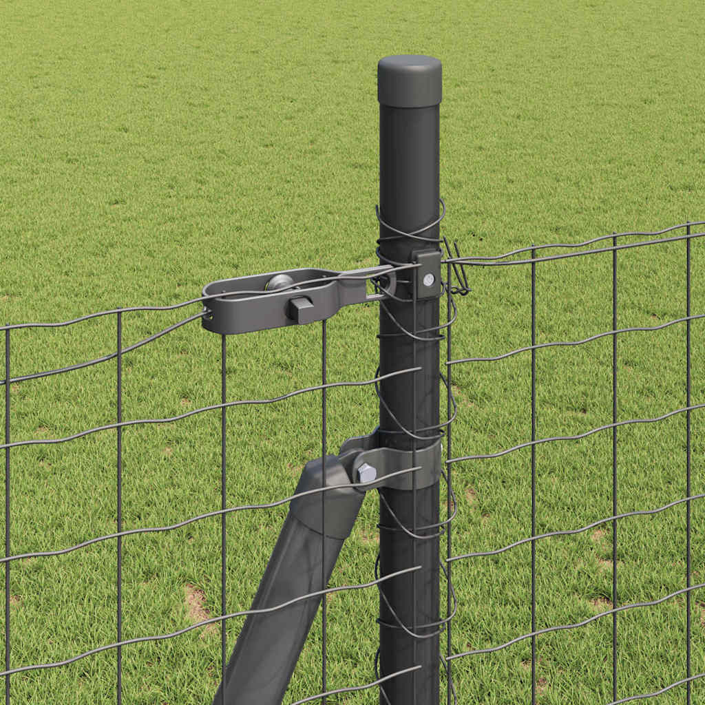 Euro Fence with Concrete Base 10 x 1.4 m PVC-Coated Steel Grey