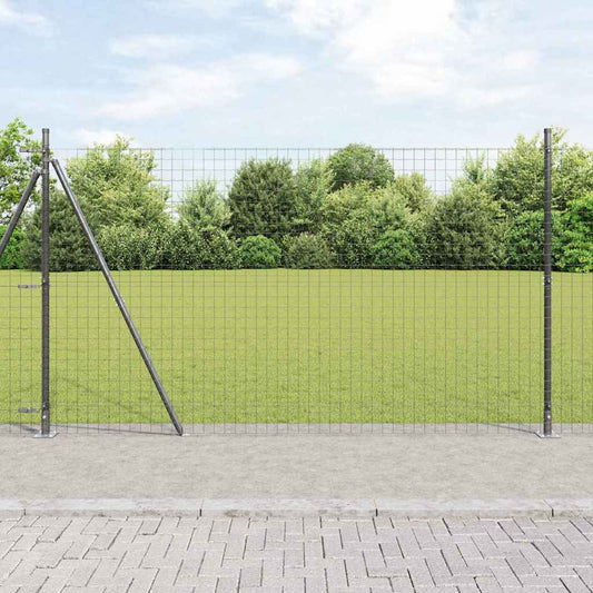 Euro Fence with Concrete Base 10 x 1.4 m PVC-Coated Steel Grey