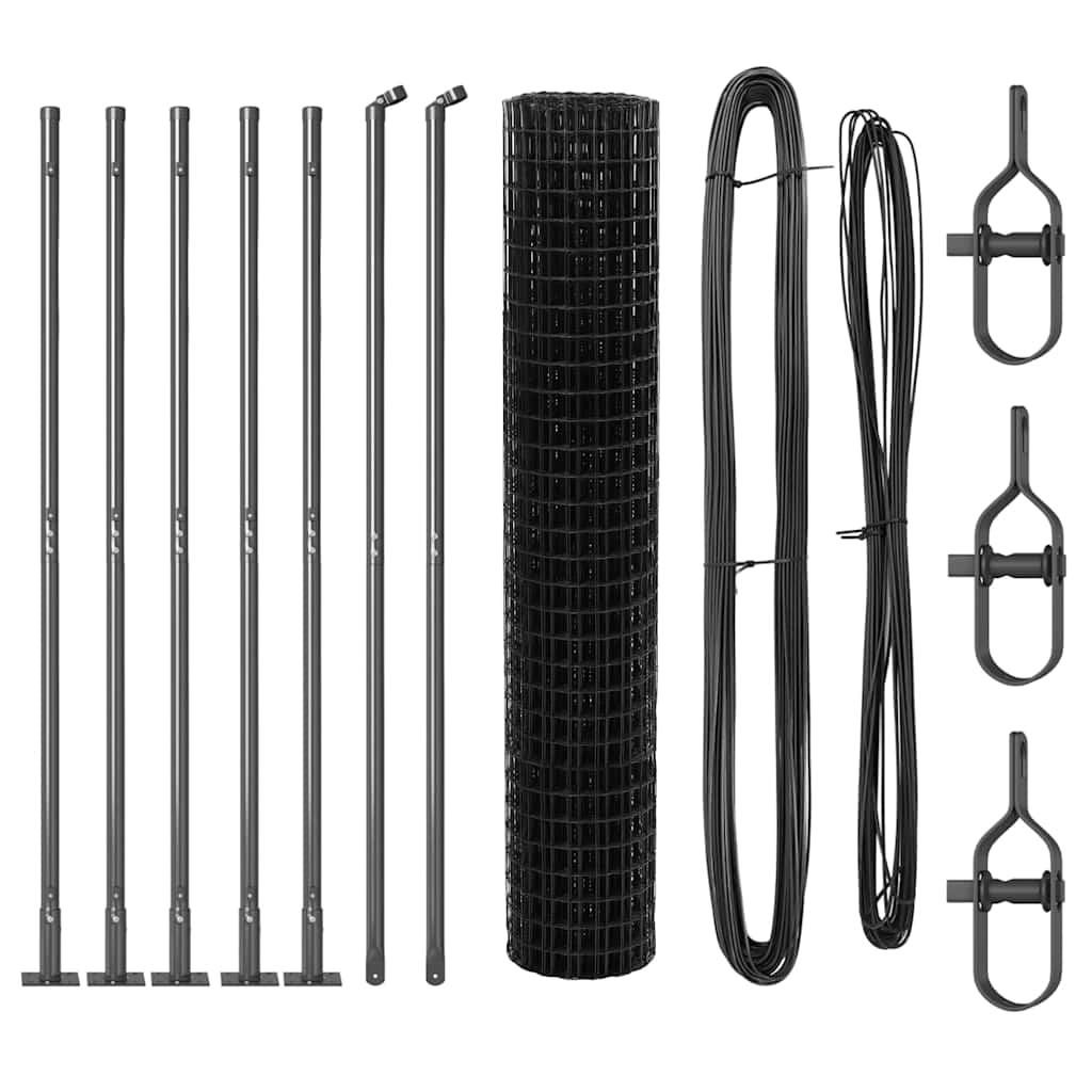 Euro Fence with Concrete Base 10 x 1.6 m PVC-Coated Steel Grey
