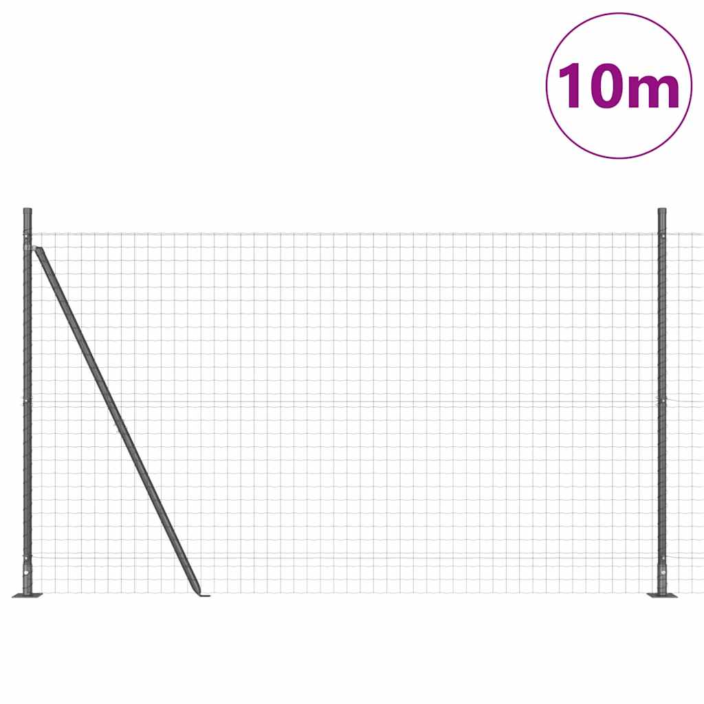 Euro Fence with Concrete Base 10 x 1.6 m PVC-Coated Steel Grey