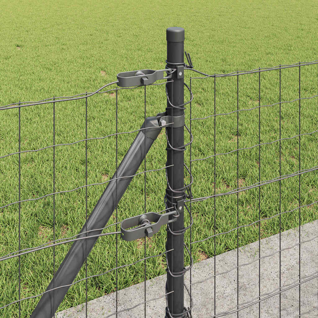 Euro Fence with Concrete Base 10 x 0.6 m PVC-Coated Steel Grey