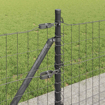 Fence with Post Grey 0.6 x 10 m Steel and PVC