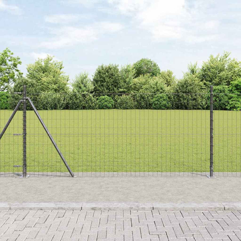 Fence with Post Grey 1 x 10 m Steel and PVC