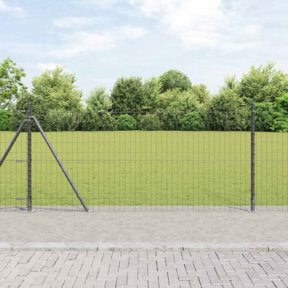 Fence with Post Grey 1 x 10 m Steel and PVC