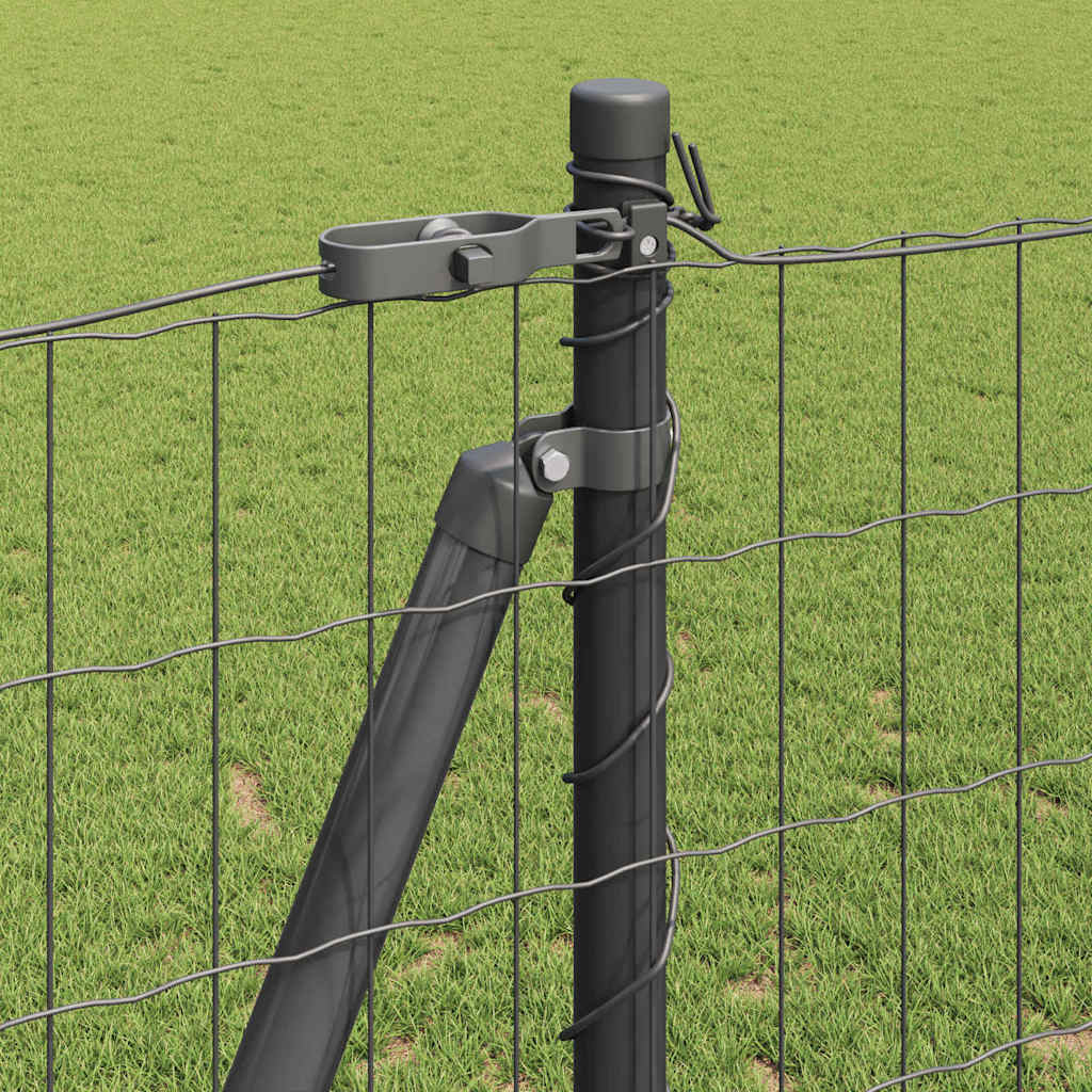 Euro Fence with Concrete Base 10 x 1.2 m PVC-Coated Steel Grey